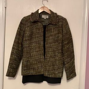 Classic green tweed jacket skirt suit
